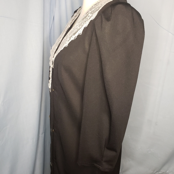 Vtg Just Ducky Lace Collar Drop Waist Dress - Picture 5 of 8